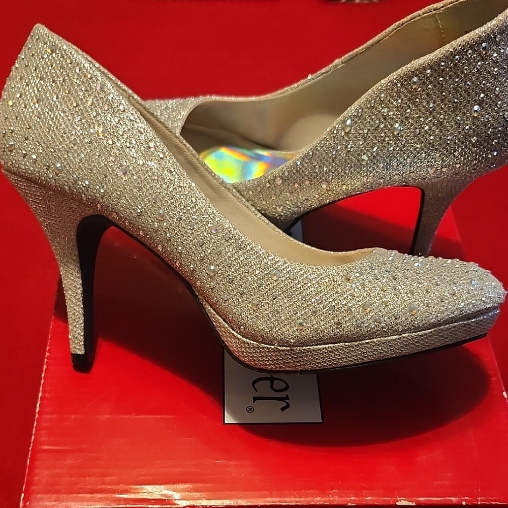 Elegant Silver Glitter Heels